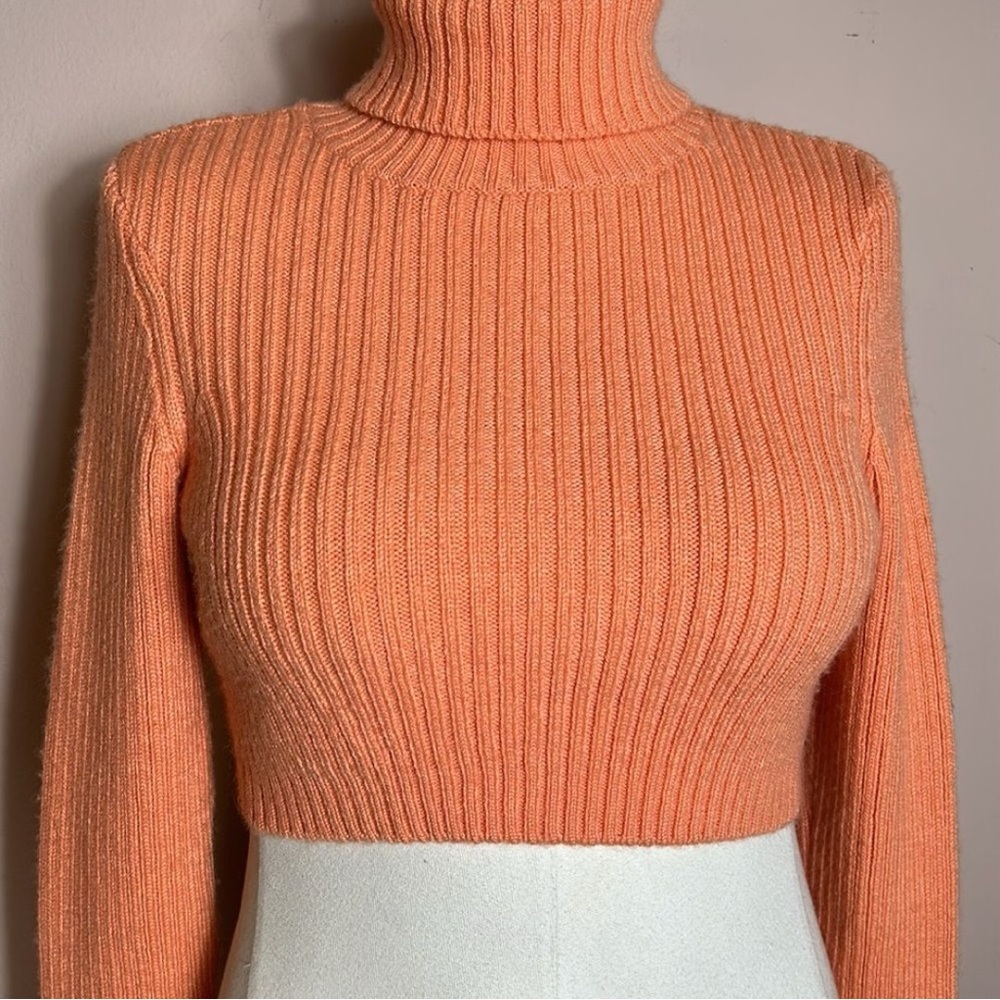 Orange Huntington Turtleneck Crop Sweater (Wool Blend)